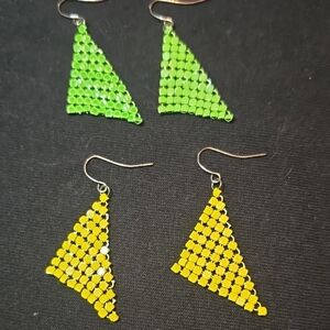 Green and Yellow Beaded Earrings
